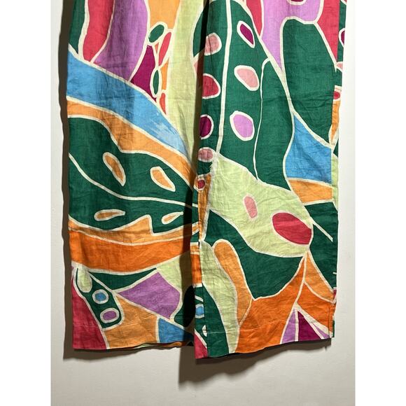 Christian Siriano EUC Multicolor Abstract Elastic Waist Wide Leg Linen Pant XL - Picture 3 of 6